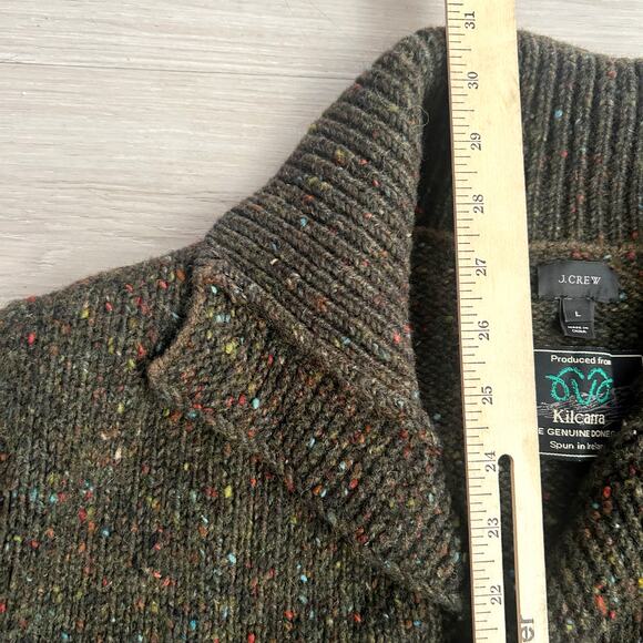 J Crew Cardigan Kilcarra 100% Wool Men's Large Green Ireland Classic Fisherman - Picture 10 of 10